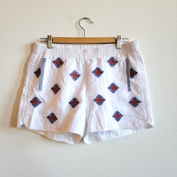 J. Crew White Embroidered Sunburst Southwest Printed Shorts Size S - Picture 1 of 6